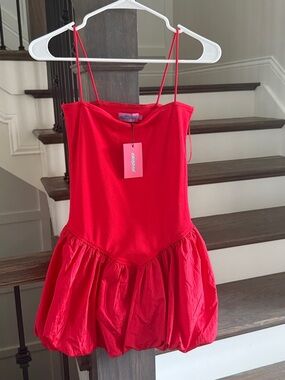 Edikted Red Mini Dress with Bubble Skirt